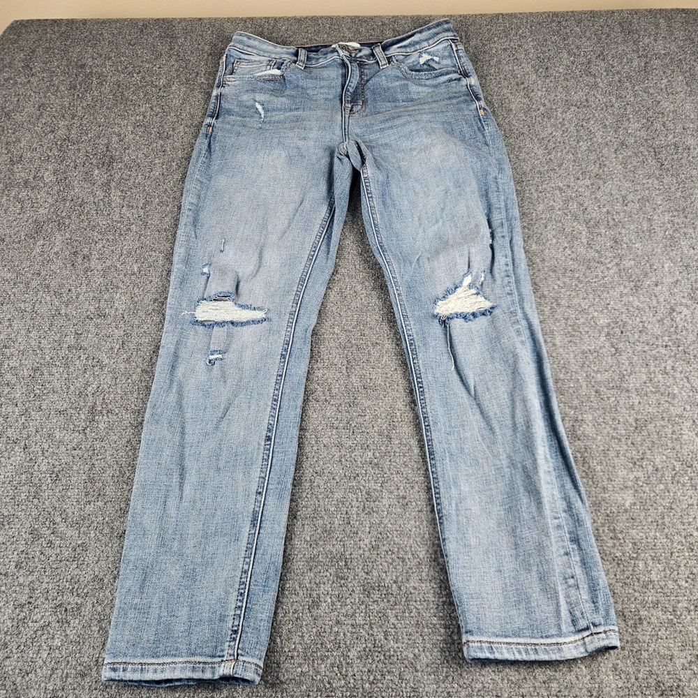Studio Blue Distressed Straight Leg Jeans Medium Wash Blue Size 29‎ ESB01805DS